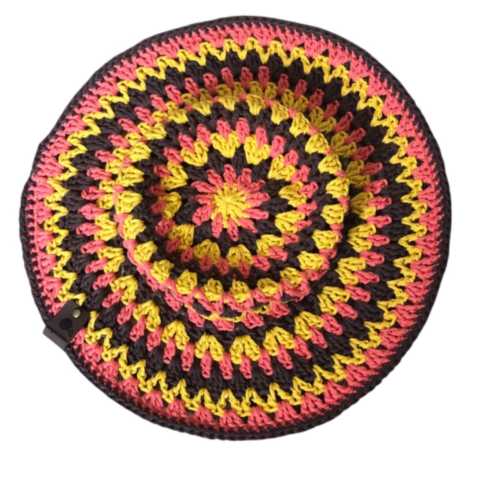 Crochet Bucket Hat | Fall Festival -Brown, Coral, Mustard - Picture 11 of 15